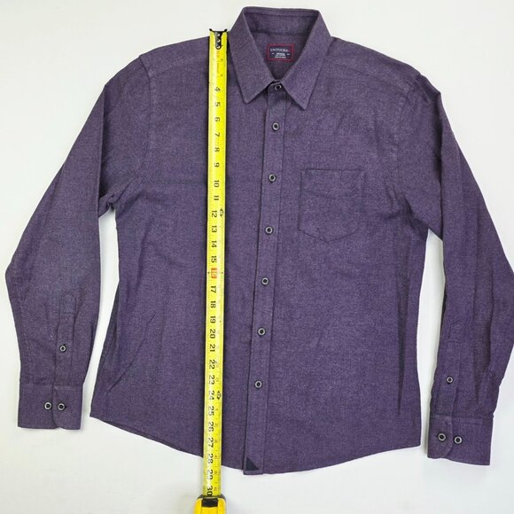 Untuckit Size Medium Mens Plum Flannel Long Sleeve Logo Tag Cotton Pocket Shirt - Picture 8 of 9